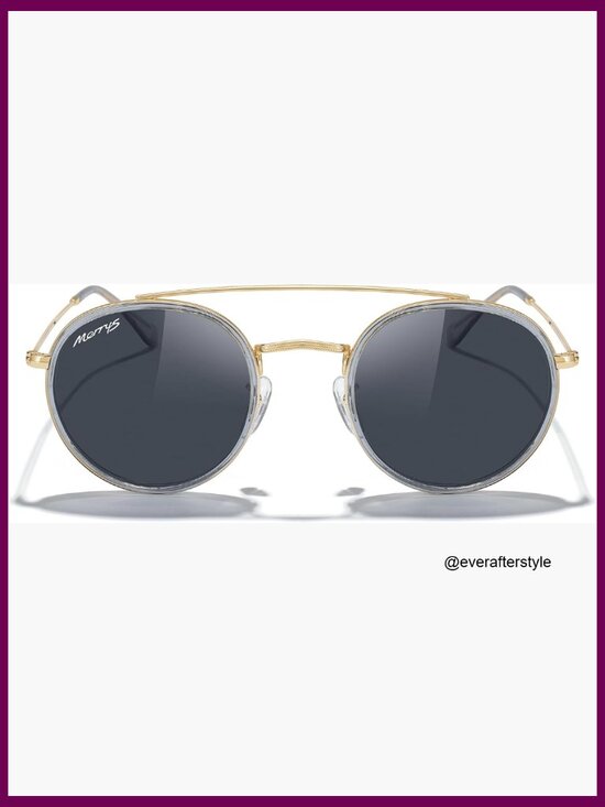 Retro Round Polarized Sunglasses with Double Bridge Metal Frame main image 6